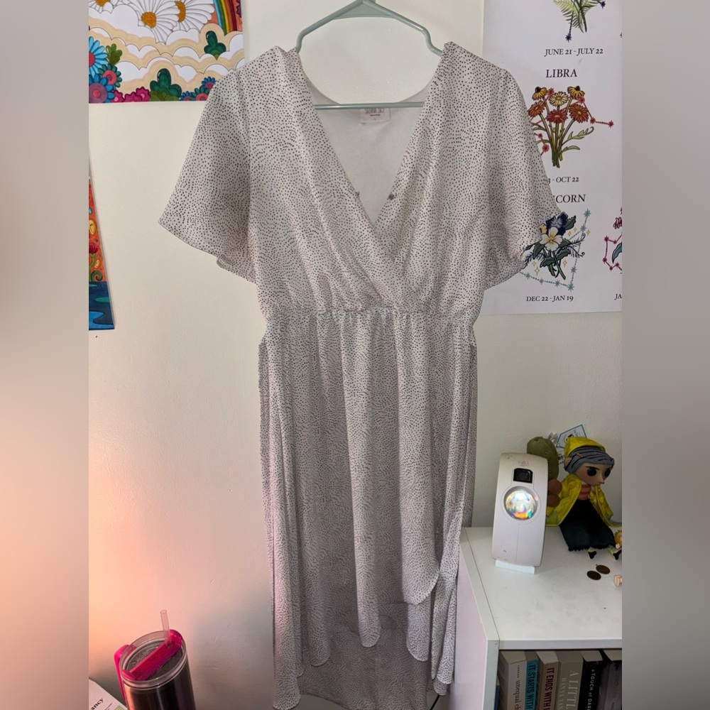 Flowy White Polka Dot Dress